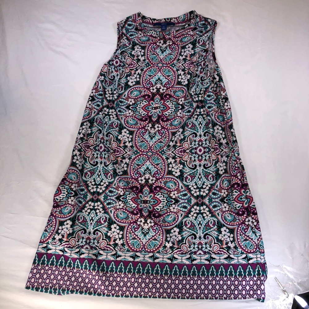 Apt. 9 Womens Petite Small Paisley Sleeveless Maxi Dress Purple Teal PS
